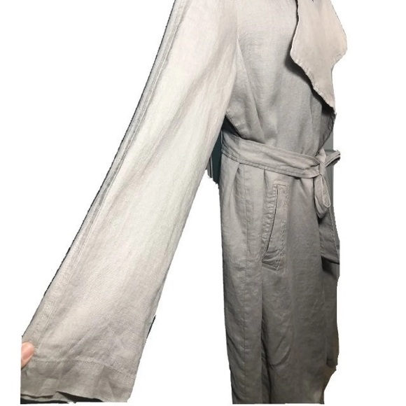 SOLD CYNTHIA ROWLEY Linen Trench Coat, Small - Picture 3 of 5
